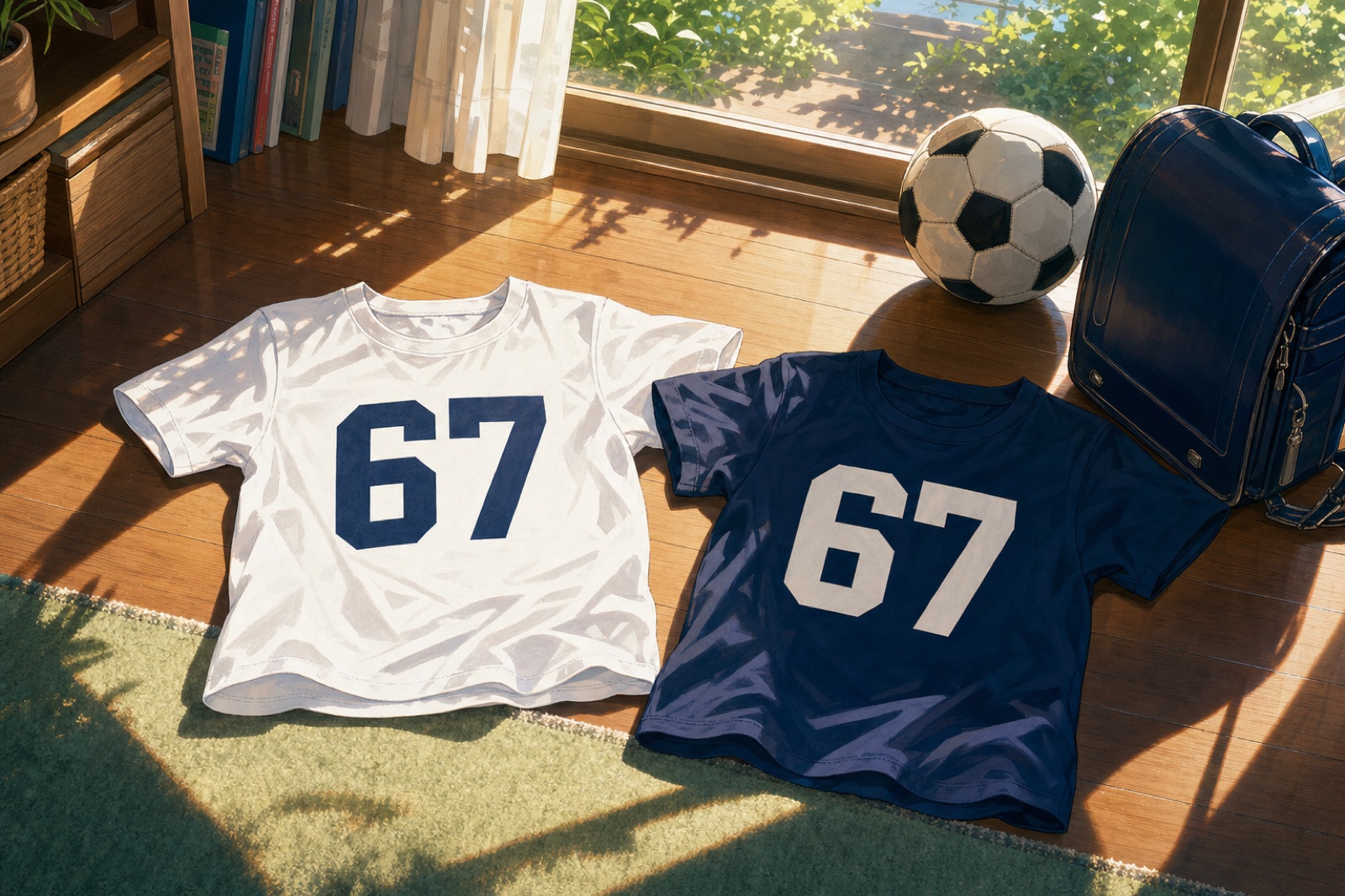 子ども用の「67」Tシャツ。届くのが楽しみです